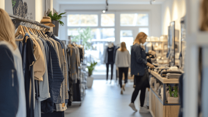 clothes shop with people